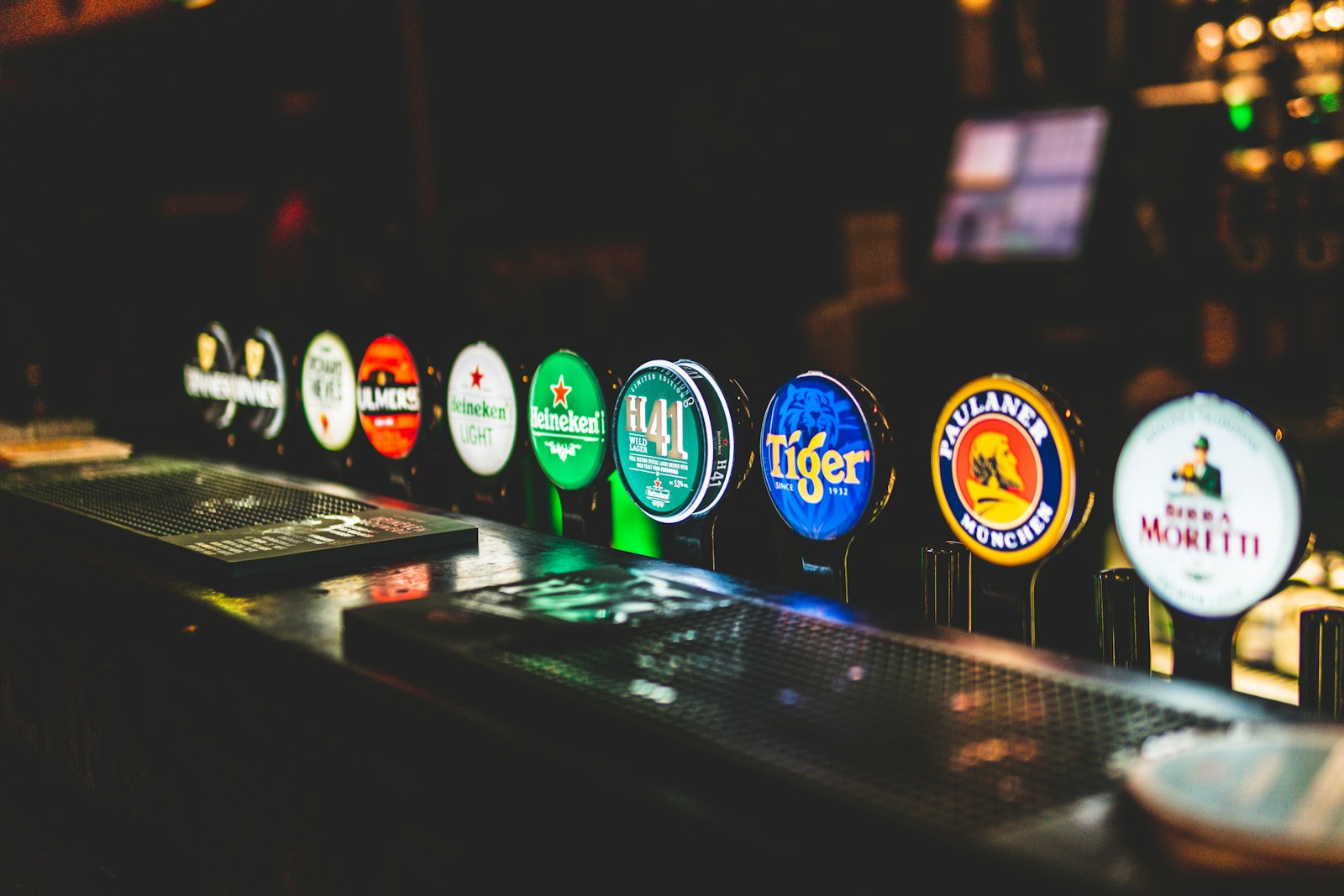 Row of beer taps