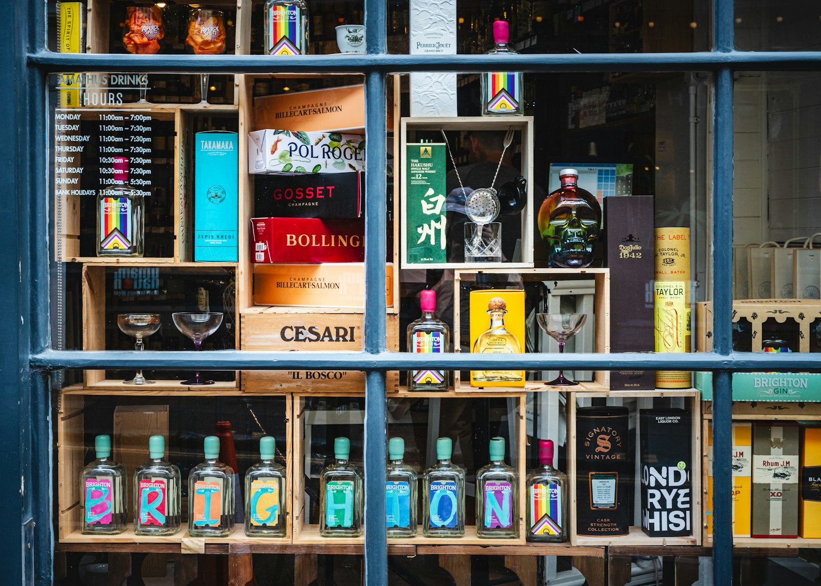 Shelves of gin and spirits