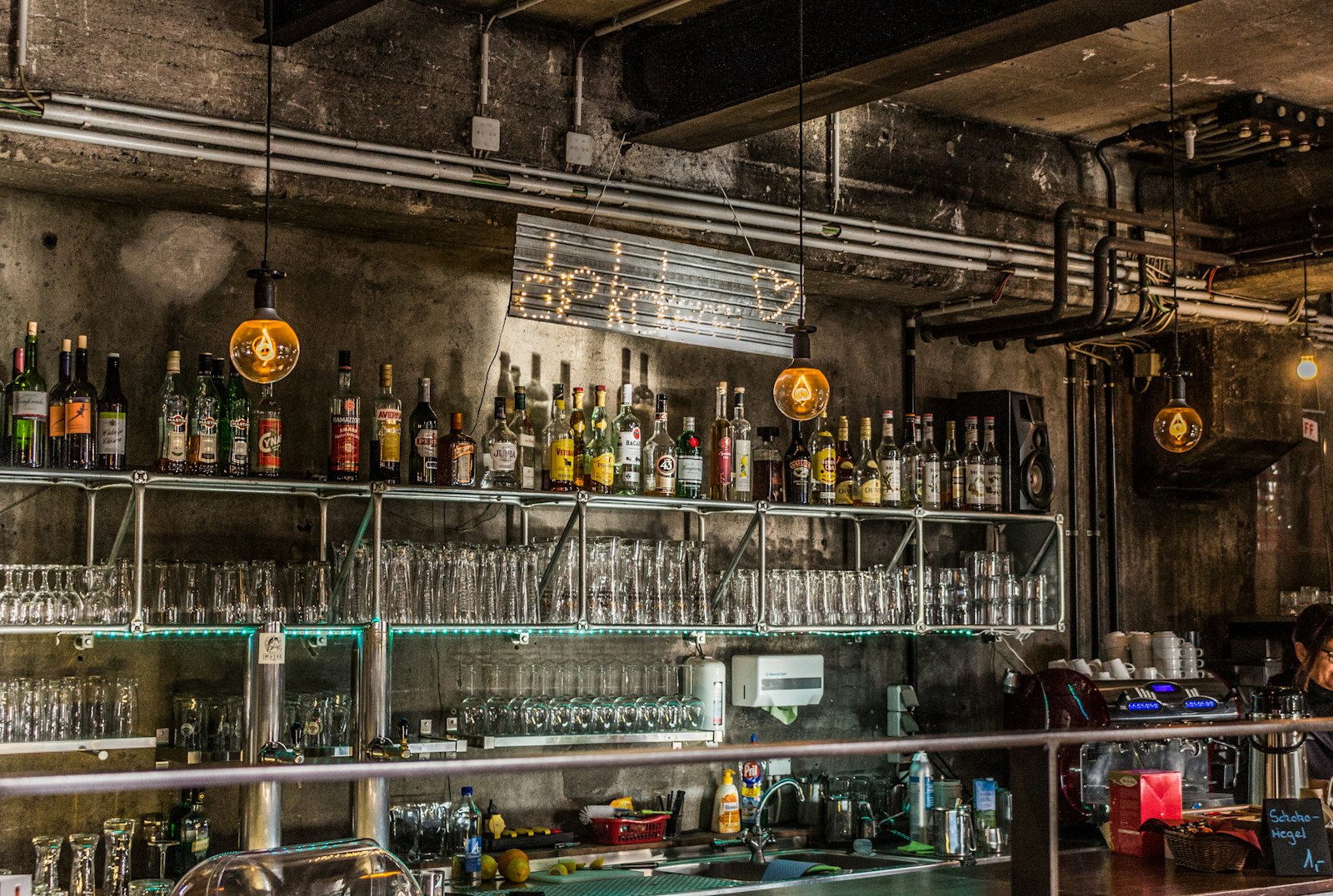 Bar stocked with premium spirits